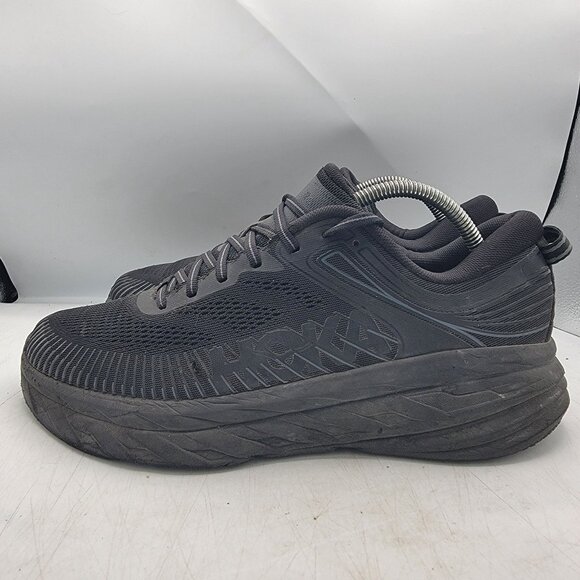 Hoka One One Bondi 7 Mens 10 Triple Black Running Shoes Athletic Outdoors Casual - Picture 11 of 13